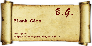 Blank Géza névjegykártya